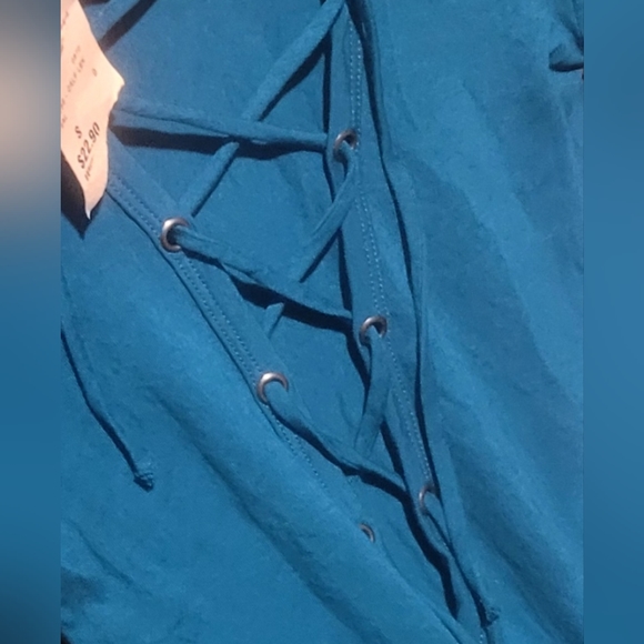 NEW# FOREVER 21 Small TEAL Calf-length long-sleeved bodycon MIDI dress - Picture 2 of 6